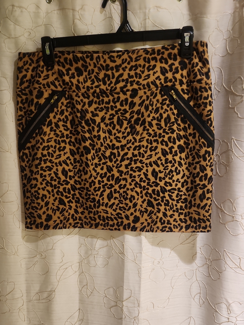 Xhilaration Leopard Print Mini Skirt in Brown and Black with Zip Pockets